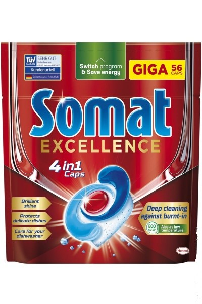 Somat Excellence 4v1 kapsle 56ks - Drogerie Kuchyň Myčka tablety a prášek